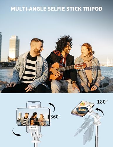 71" Cell Phone Selfie Stick Tripod, Smartphone Tripod Stand with Remote, Extendable Travel Phone Selfie Stick Compatible with iPhone 17/16/15/14/13 Pro Max Gopro Android DJI (White) - color: White, size: 70.86 Inches - Reinforced Stability
