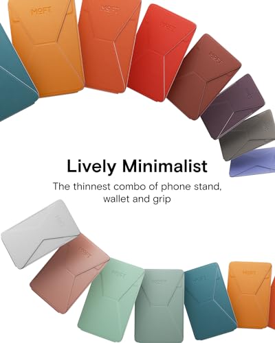MOFT Phone Stand, Adhesive Card Holder Fits 2-3 Cards, Slim & Portable Leather Phone Wallet, 2 Viewing Angles, RFID Blocking, Compatible with iPhone, Galaxy and Most Smartphones - Misty Cove - color: Misty Cove