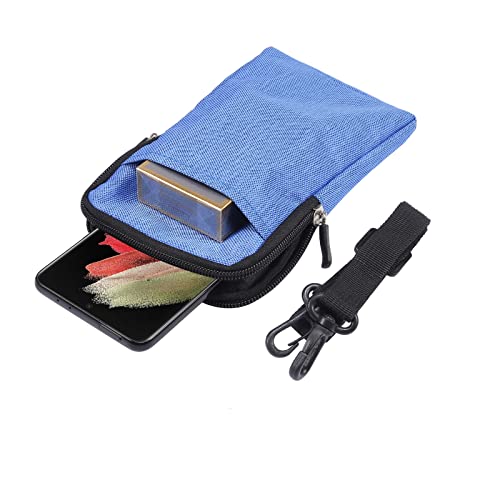QBYVQQN Cell Phone Waist Belt Holster Mens, Waterproof Zipper Crossbody Smartphone Shoulder Messenger Bag Wallet Sling Bag - color: Blue, size: 7.2 INCH