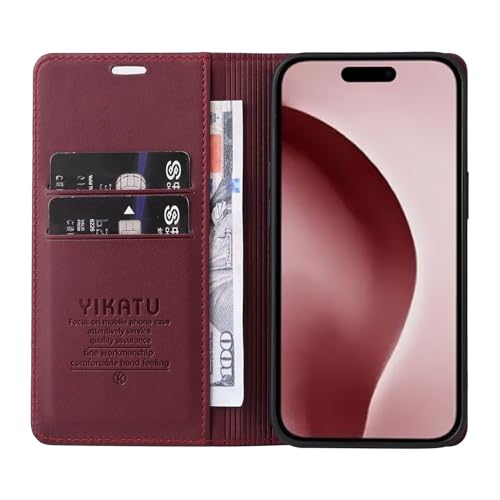 Caseurban Compatible with iPhone 16 Pro Wallet Case PU Leather Flip Folio Case with Card Holder Magnetic Closure Shockproof Protective Phone Cover Black - color: Black, size: iPhone 16 Pro
