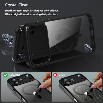 Magnetic iPhone 17 pro max Case Phone Case Cover, Screen Protectors X1, Compatible with Magsafe, Anti Yellowing,Slim,Shockproof, Protective (Black Magsafe, iPhone 17 pro max) - color: Black Magsafe, size: iPhone 17 Pro Max