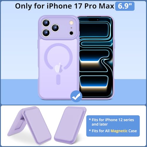 for iPhone 17 Pro Max Case w/Detachable MagSafe Wallet-Purple | RFID Blocking Card Holder&Kickstand, Military-Grade Drop & Raised Camera Protection for Travel & Commute - color: Purple