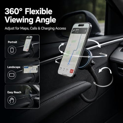 Magnetic Phone Mount Compatible with MagSafe, Designed for Model 3 Y Black