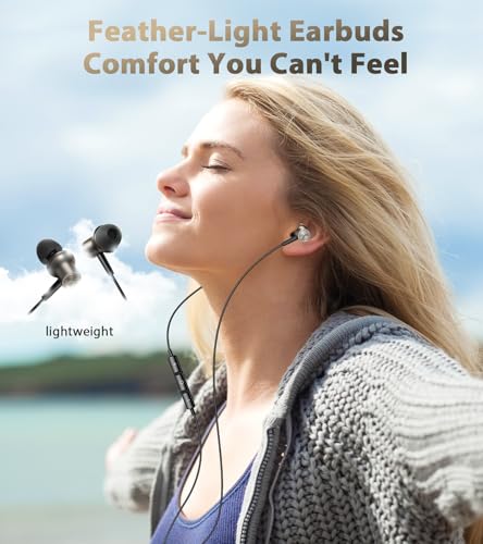 USB C Earbuds Wired Headphones Small Ear Buds with Mic for Apple/Android - color: Gunmetal