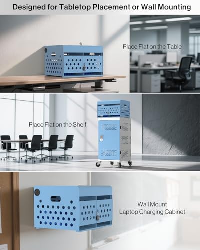 POCHAR 16-Unit Charging Cabinet for Laptops & Tablets with Cable Management - size: 16-Device