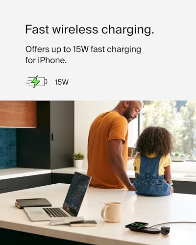 Belkin Qi2 15W Magnetic Wireless Charging Pad, 3 in 1 Fast Charger - color: Black, style: 3 in 1