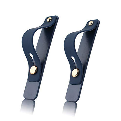 Removable and Reusable Cell Phone Grip Strap, Yetaida Telescopic Finger Kickstand Bracket Universal Silicone Phone Holder Stand and Portable Finger Loop for Most Smartphones Case (Navy) - color: Navy