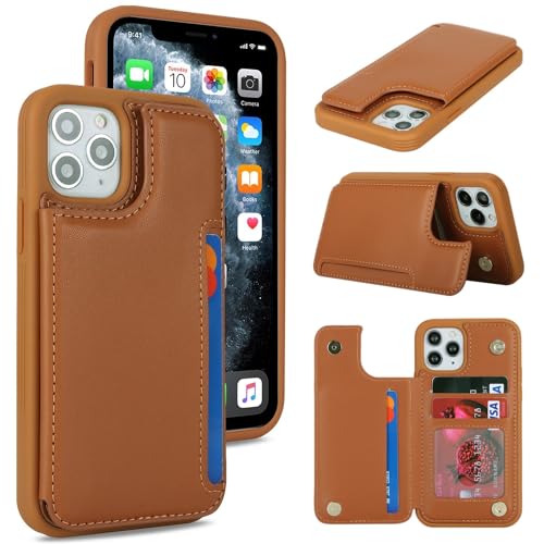 iCoverCase Compatible with iPhone 11 Pro Phone Case with Card Holder, Wallet Case for Women Men RFID Blocking PU Leather Protective Case 5.8 Inch (Light Brown) - color: Light Brown