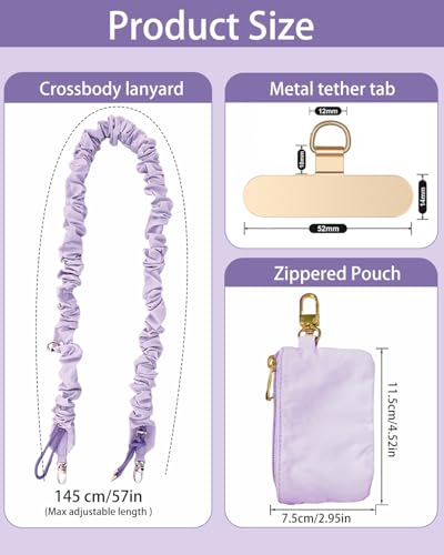 Phone Lanyard, On-the-Go Universal Crossbody Strap Neck Lanyard with Phone Tether Patches for Most Cellphones - color: D