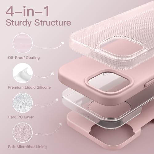 JETech Silicone Case for iPhone 15 Pro Max, Pink | Silky Soft Touch, Shockproof Protection, Scratch Resistant, Microfiber Lining - color: Pink, size: iPhone 15 Pro Max