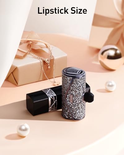 iWALK Upgraded Sparkly Portable Charger 22.5W, 5000mAh Power Bank for iPhone 18 Pro/17/16/15 Series, Mini Battery Pack with Built-in USB-C Connector Compatible with Samsung S25/24, iPad Air, AirPods - color: Black