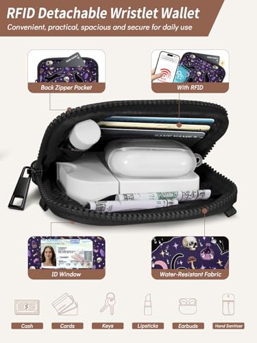 Clip and Go Strap for Phone with Wallet Crossbody Lanyard Goth Cat - color: Cats Skull
