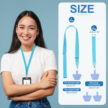 PATIKIL Smart Phone Lanyard with Wrist Strap and Patches for Most Smartphones ID Badges Keychain - color: Lake Blue