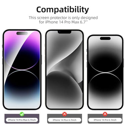 NEW'C 4 Pack, 2 Pack for iPhone 14 Pro Max Screen Protector (6.7 inch) + 2 Pack Camera Lens Protector, Sensor Protection,Case Friendly Tempered Glass Film - size: 14 Pro Max 6.7 inches