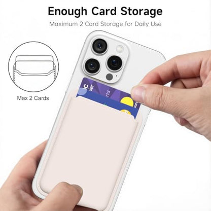 oakxco Magnetic Phone Wallet Stick On, Secure Phone Card Holder Silicone Compatible with Magsafe, Adhesive Pocket Sleeve ID Credit Card, Slim Thin Card Case, Compatible with iPhone Samsung, Beige - color: Beige