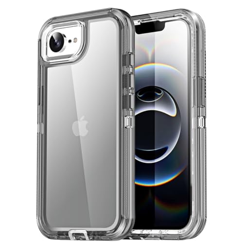 AICase for iphone 17e Case/iphone 16e Case Clear 3 in 1 Heavy Duty Drop Protection Full Body Rugged Shockproof/DustProof Triple Layer Transparent Military Protective Tough Durable for iphone 17e/16e_2 - color: Black_3 in 1, size: iphone 16e 2025 6.1"