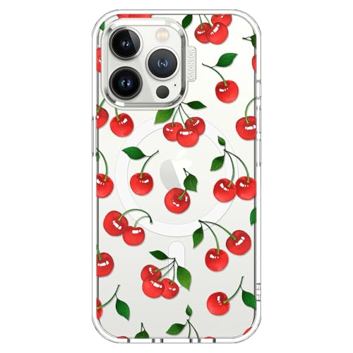 MOSNOVO Case for iPhone 13 Pro, [Compatible with Magsafe] [Buffertech 6.6ft Military-Grade Drop Protection] [Anti Peel Off Tech] Clear Phone Case Design - Cute Cherry - color: Cute Cherry, size: iPhone 13 Pro