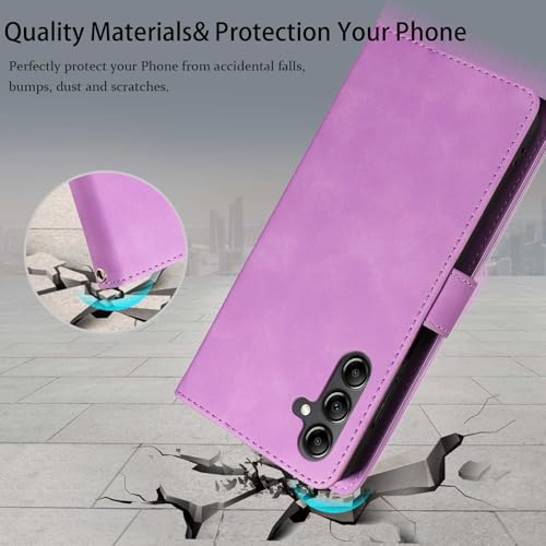 RFID Blocking for Samsung Galaxy S25 FE Case Wallet (Purple) | 4 Card Slots, Soft PU Leather, TPU Inner Shell, Wrist Strap, Stand, Magnetic Folio Flip Cover, Shockproof Protective - color: Purple