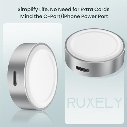 RUXELY Magnetic Charger 5W for Apple Watch 12,USB C iWatch Charger Adapter - color: Silver