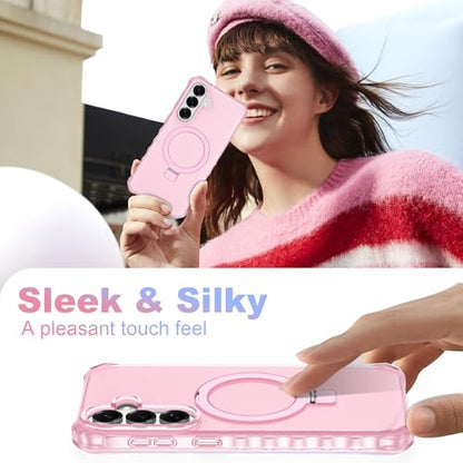 Compatible with Samsung Galaxy S26 Plus Case 6.7'' Cute Wavy Frame with Magnetic Stand [Compatible with Mag-Safe] Military-Grade Translucent Phone Case for S26 Plus, Pink - color: Pink, size: Samsung Galaxy S26 Plus