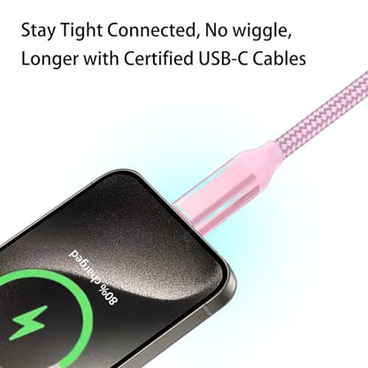 USB C Cable 15FT, Extra Long USB-A to USB-C Cable Braided Pink - color: Pink, size: 15FT