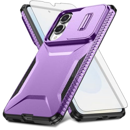 Asuwish Phone Case for Samsung Galaxy S25 Edge 5G with Screen Protector and Slide Camera Cover Rugged Hybrid Shockproof Protective Cell Accessories S25Edge 25S S 25 25Edge 6.66 2025 Women Men Purple - color: Purple