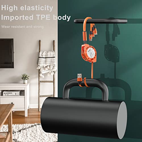 SIQIWO Retractable Multi USB C Charging Cable 3 in 1, QC3.0 Fast Charger - color: Orange