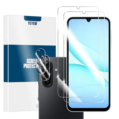 Galaxy A17 HD Clear Tempered Glass Screen Protector + Camera Lens Protectors, [2+2 Pack] [3D Glass] [Anti-Glare] [Bubble-Free] Screen Protector Glass For Samsung Galaxy A17 - size: Galaxy A17