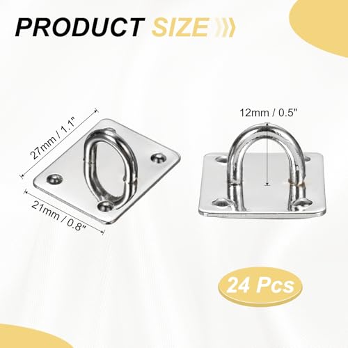 PATIKIL Metal Phone Charm Hook 1.1", 24Pcs Adhesive Square Shaped Phone Finger Grip Hook Smartphones Keychain Ring Charm Loop for DIY Tablet Case Accessories, Silver - color: Silver