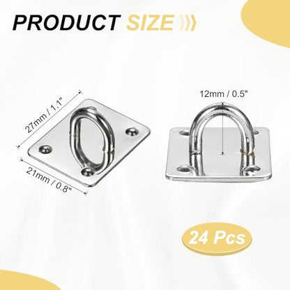 PATIKIL Metal Phone Charm Hook 1.1", 24Pcs Adhesive Square Shaped Phone Finger Grip Hook Smartphones Keychain Ring Charm Loop for DIY Tablet Case Accessories, Silver - color: Silver