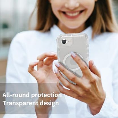 Follaroma Magnetic for iPhone 16e & iPhone 17e Case, Heavy Duty Cases,Clear | Compatible with MagSafe, Heavy Duty Shock proof Protection, Military-Grade Anti-Drop, Dual Layer Transparent Protective Cover - color: Clear, size: iPhone 16e/iPhone 17e 6.1''
