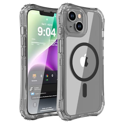 WRJ Magnetic Clear for iPhone 13 Case,iPhone 14 Case,[Compatible with MagSafe][Military Grade Drop Protection] Transparent Full Body Shockproof Protective Phone Case-Black - color: Black, style: Transparent