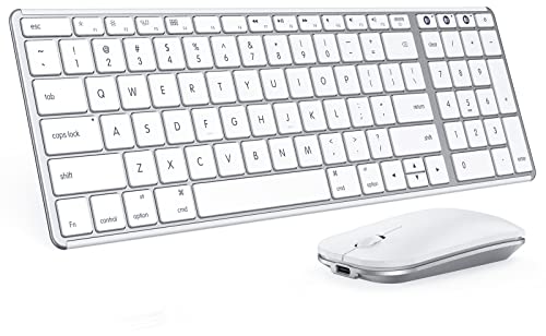 seenda SKM64-2 Bluetooth Keyboard and Mouse Combo for Mac, MacBook and iPad - color: White & Silver