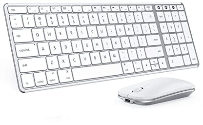 seenda SKM64-2 Bluetooth Keyboard and Mouse Combo for Mac, MacBook and iPad - color: White & Silver