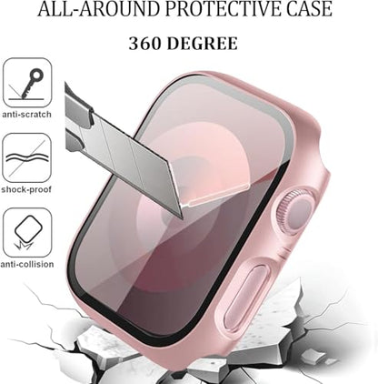 6-Pack Case Compatible with Apple Watch 44mm Series SE 3(2025)/SE 2/SE/6/5/4 with Tempered Glass Screen Protector, QCKANLJ Ultra-Thin Hard PC Full Protective Face Cover Bumper for iWatch 44 mm - color: Black/Transparent/Pink/White/Starlight/Rose Gold, siz