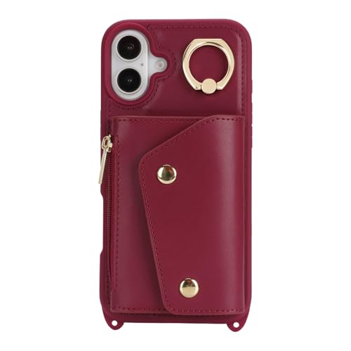 Lipvina Crossbody Wallet Case for iPhone 16 Plus,Wine Red - color: 07-Wine Red, size: iPhone 16 Plus 6.7"