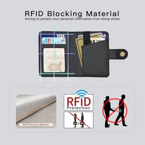 for MagSafe Phone Wallet Magnetic Card Holder for iPhone 17/16/15/14/13/12/Pro/Max/Plus,RFID Blocking Strong Magnet Wallets for MagSafe Phones and Cases,Hold 5 Cards,Strap Stand (Black) - color: Black
