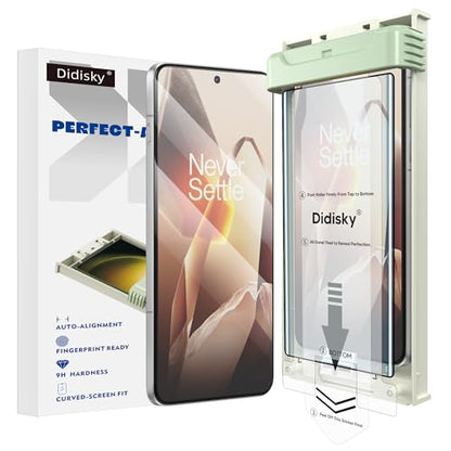 Didisky 2-Pack Tempered Glass Screen Protector for Oneplus 13, Supports Ultrasonic Fingerprint, with Easy Installation Frame, 3D Curved Full Coverage,9H Hardness, Case Friendly, HD Clear