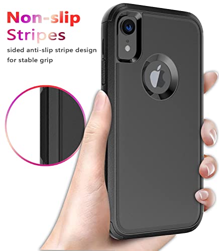 Diverbox for iPhone Xr Case [Shockproof] [Dropproof] [Dust-Proof],Heavy Duty Protection Phone Case Cover for Apple iPhone XR - color: Black-3in1
