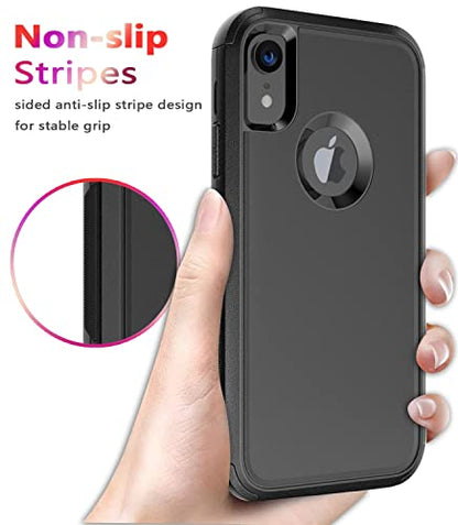 Diverbox for iPhone Xr Case [Shockproof] [Dropproof] [Dust-Proof],Heavy Duty Protection Phone Case Cover for Apple iPhone XR - color: Black-3in1