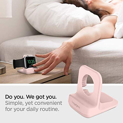 Spigen for Apple Watch Charger Stand, Durable TPU with Non-Slip Base - color: Pink Sand, size: Classic