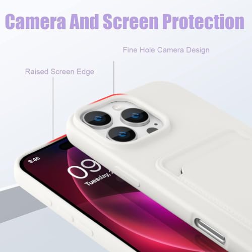 MZELQ Compatible with iPhone 16 Pro Max Case Card Holder -White | Wallet Cover,Camera Protection + Screen Protector Soft Card Slot Phone Case - color: White, size: iPhone 16 Pro Max