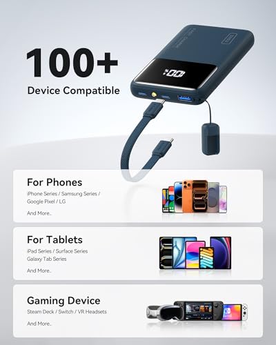 INIU Power Bank, Compact 10000mAh 45W PD Fast Charging Portable Charger - color: Blue