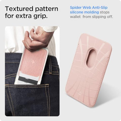 Spigen for MagSafe Wallet, Holds 3 Cards, Strong Magnet, Urban Fit MagFit - color: Fabric Rose Gold, size: 3-Cards