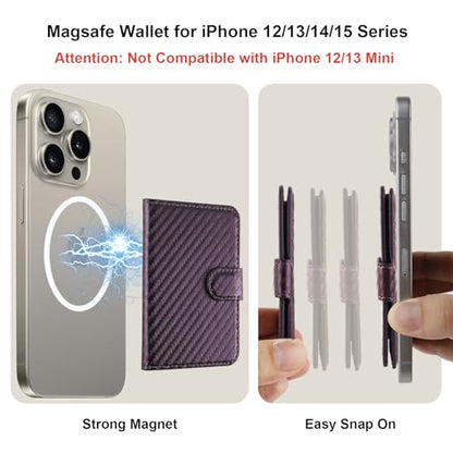 Bocasal for MagSafe Card Wallet for iPhone, Carbon Fiber Purple - color: Carbon Fiber Purple