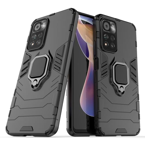 Max Power Digital Magnet Case for Xiaomi Redmi Note 11 Pro Shockproof Hard Phone Cover with Grip, Metal Ring Kickstand Bumper Shell [Compatible with Magnetic Car Mount] (Black) - color: Black, size: Xiaomi Redmi Note 11 Pro
