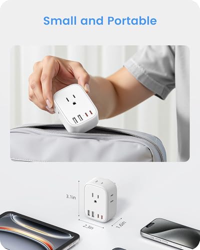 LENCENT Multi Plug Outlet Extender with USB, Electrical Outlet Expander - color: White