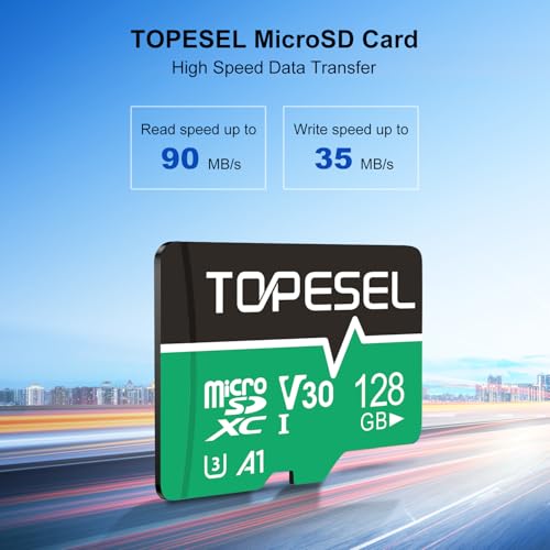 TOPESEL 128GB Micro SD Card 2 Pack with Adapter, High Speed TF Card, Memory Card microSDXC for Camera, Smartphone, Tablet, Dash Cam, Drone, UHS-I, U3, A1, 4K UHD, V30(128GB 2Pack) - color: 128GB x2