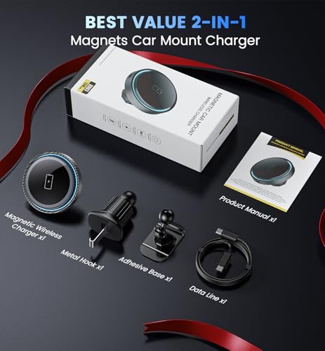 Magnetic Car Charger Mount 15W for iPhone 18-12 Pro Max - color: CFBlack