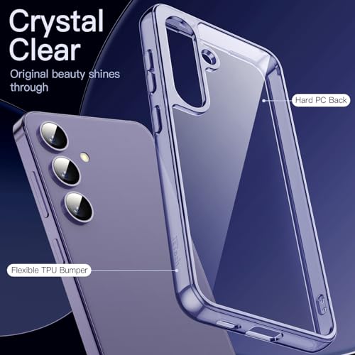 JETech Case for Samsung Galaxy S24, Anti-Yellowing, Cobalt Violet | Shockproof Protection, Scratch Resistant Hard PC Back, Durable Transparent TPU Bumper - color: Cobalt Violet, size: Galaxy S24